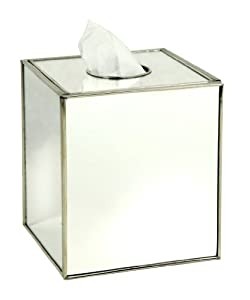 Tissue box cover for bathroom vanity mirrored