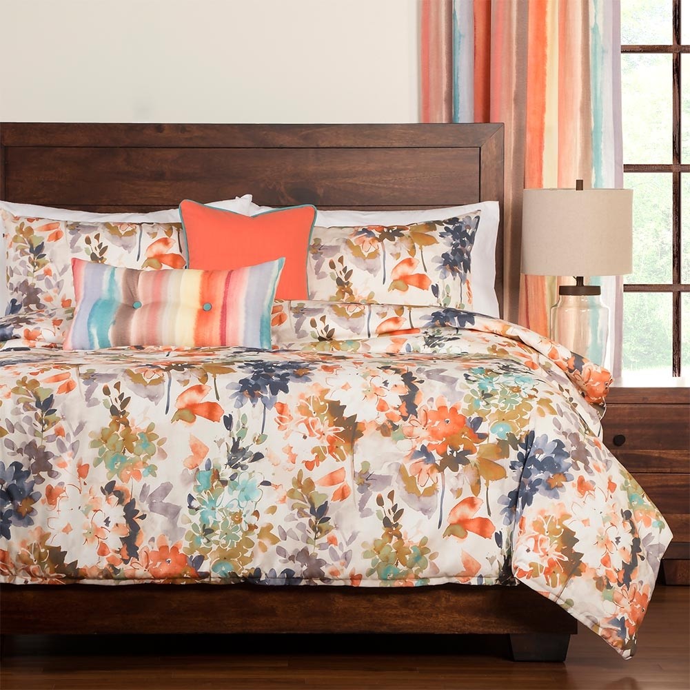 Tropical coral bedding set cabin place