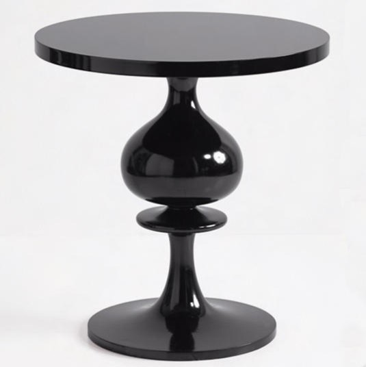 Turned wood pedestal table black eclectic side