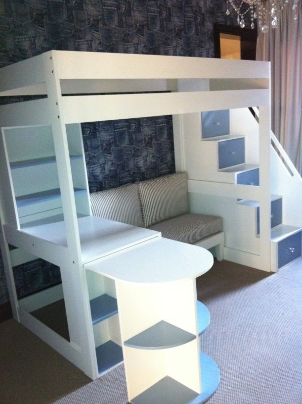 Tween loft bed with pullout desk sofa and multi