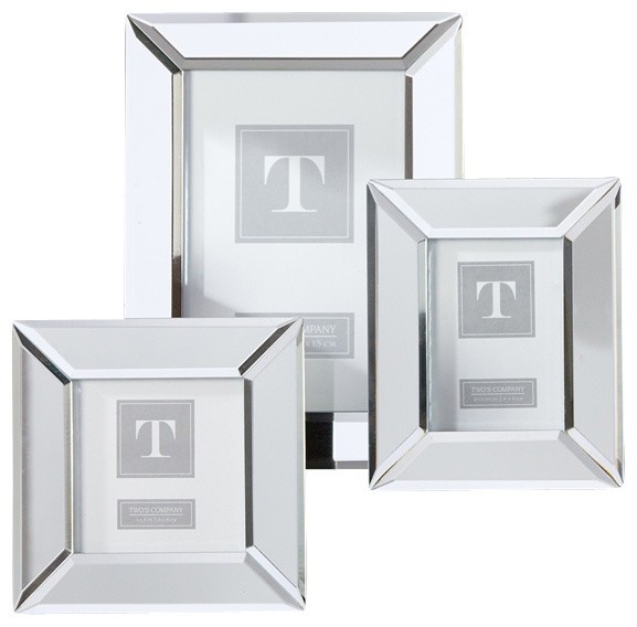 Twos company 3 piece beveled mirror photo frames set