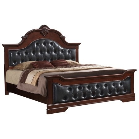 Valencia upholstered panel bed queen antique brown wood