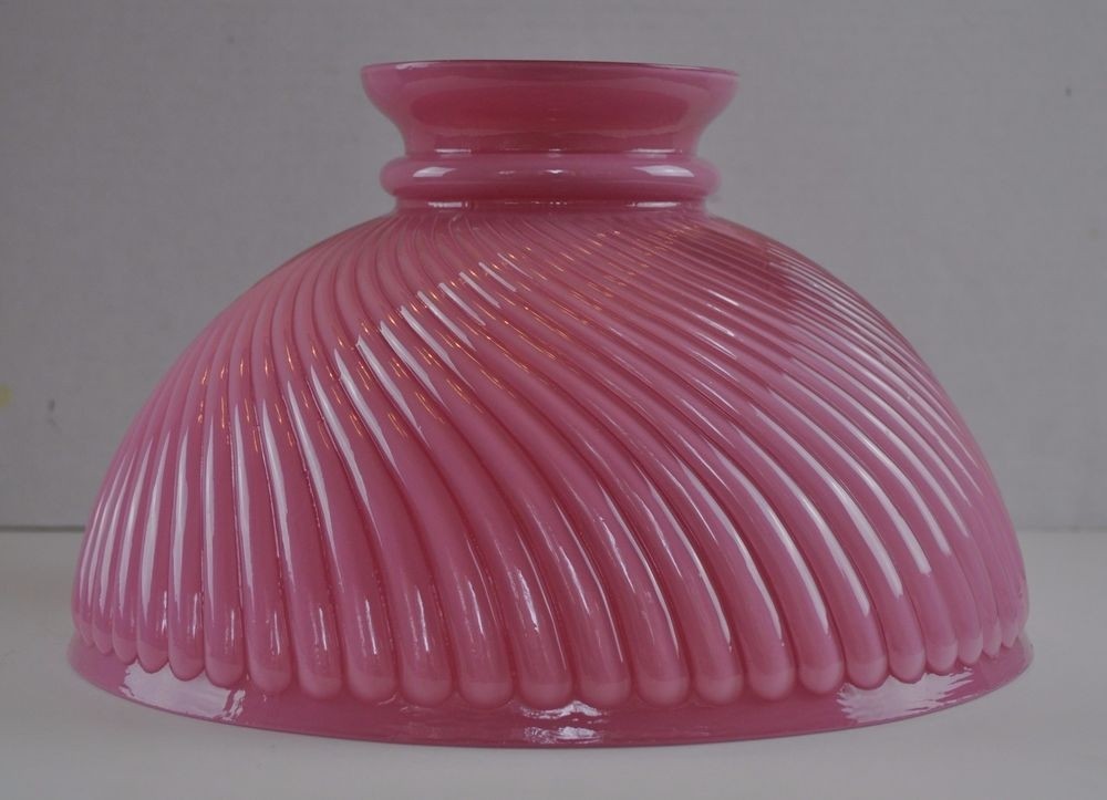 Victorian 12 pink cased ribbed swirled student lamp shade