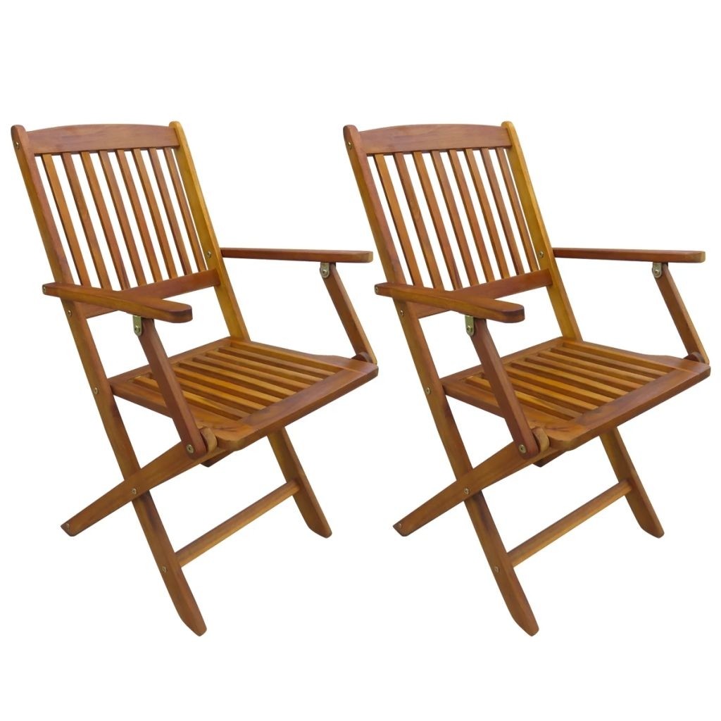 Vidaxl 2pcs acacia wood outdoor folding dining arm chair