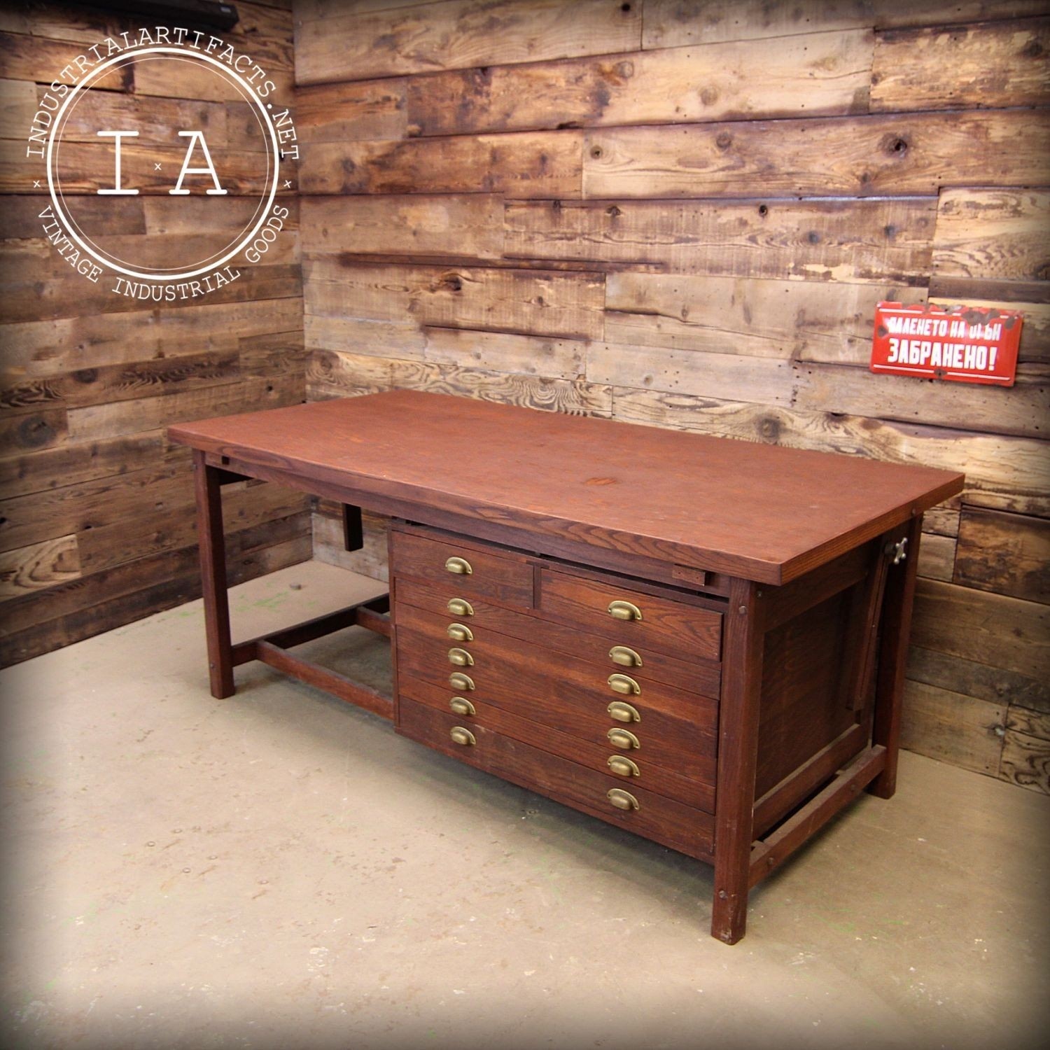 Vintage adjustable 8 drawer jegens drafting table