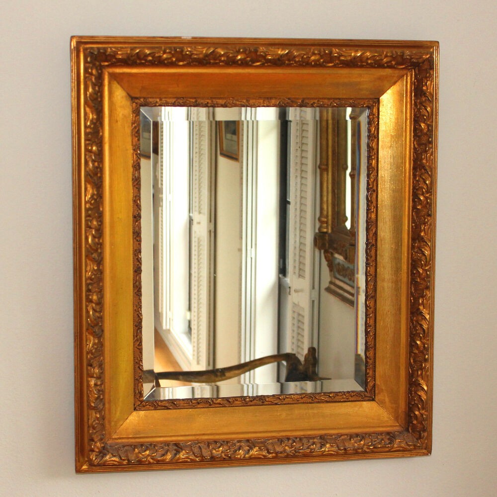 Vintage beveled mirror with ornate gilt wood frame ebay