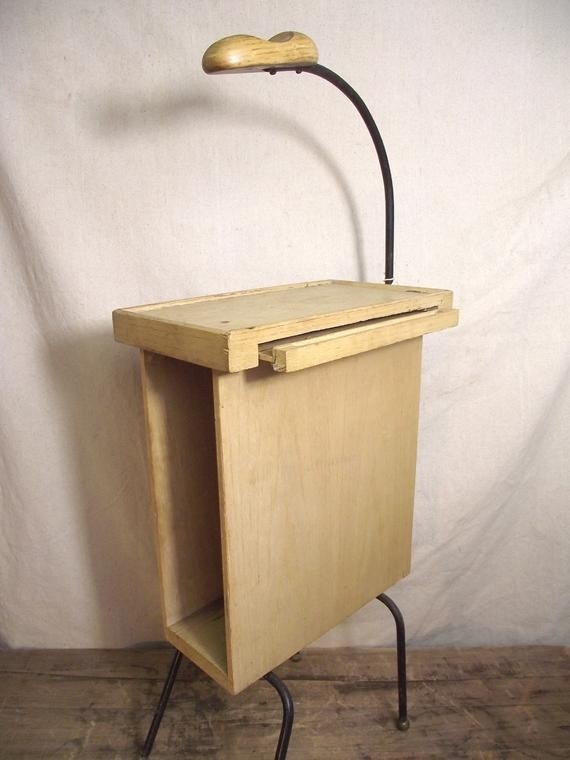 Vintage mid century modern wooden telephone stand side table