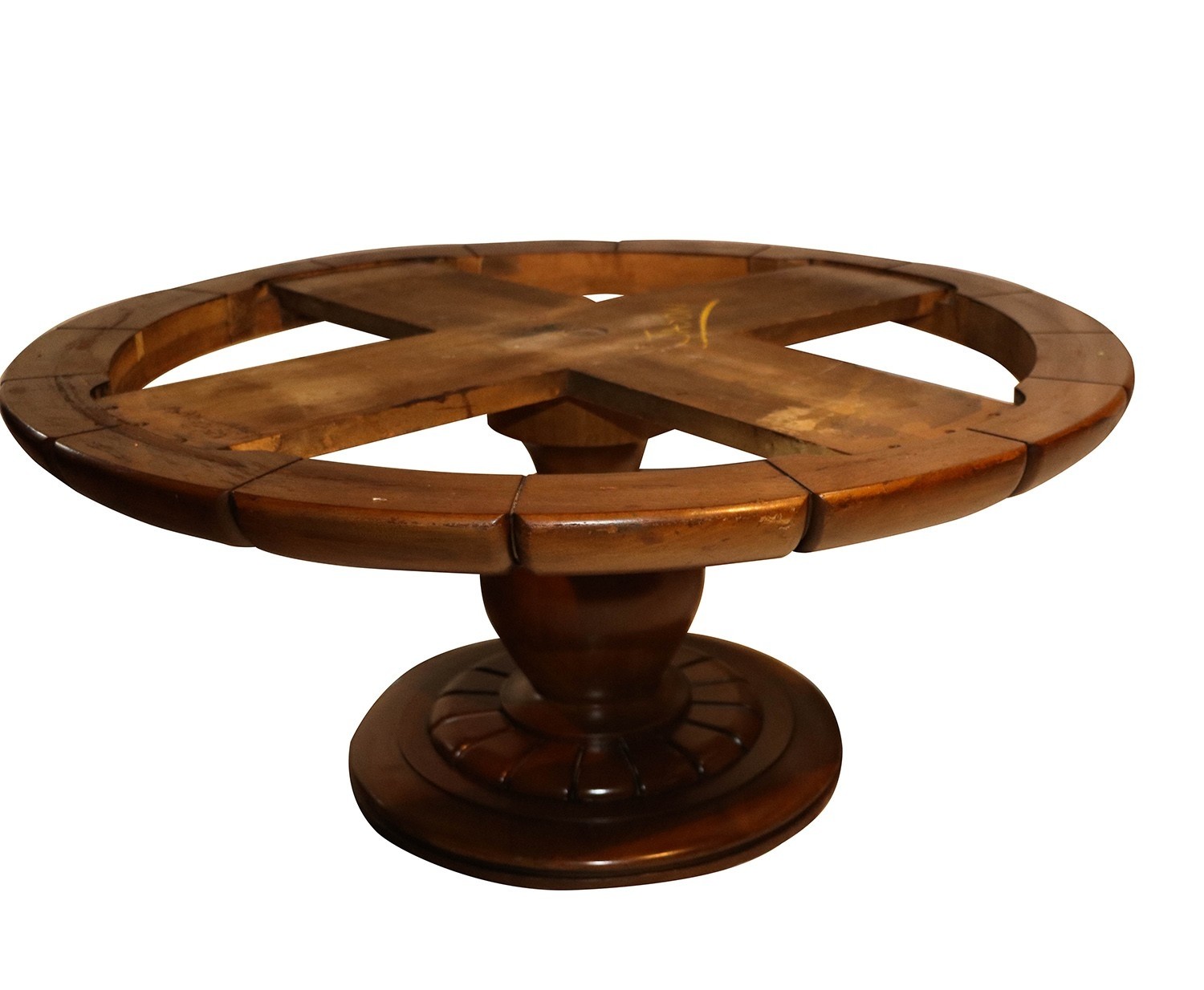 Vintage walnut marble round pedestal coffee table mary 3