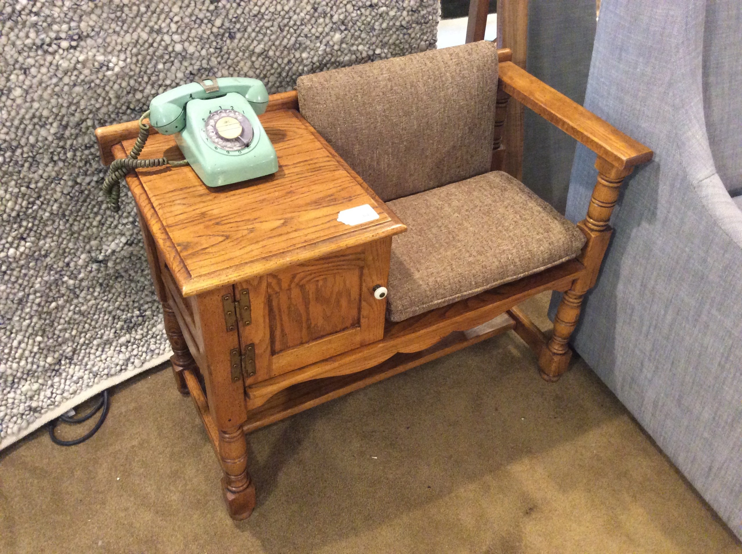 Vintage wood telephone table sold ballard consignment