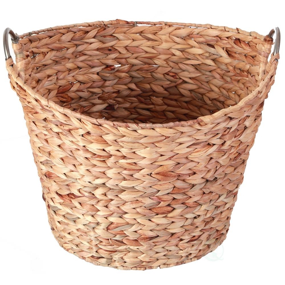 Vintiquewise large round water hyacinth wicker laundry
