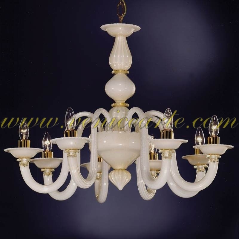 White milk murano glass chandelier