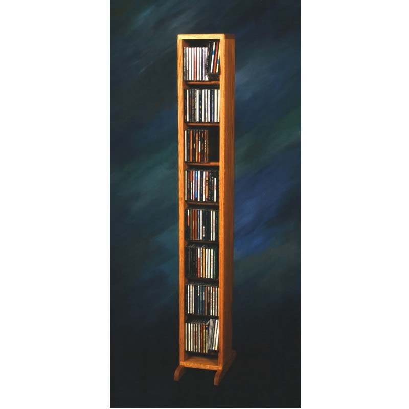 Wood shed solid oak dowel space saver cd rack oak