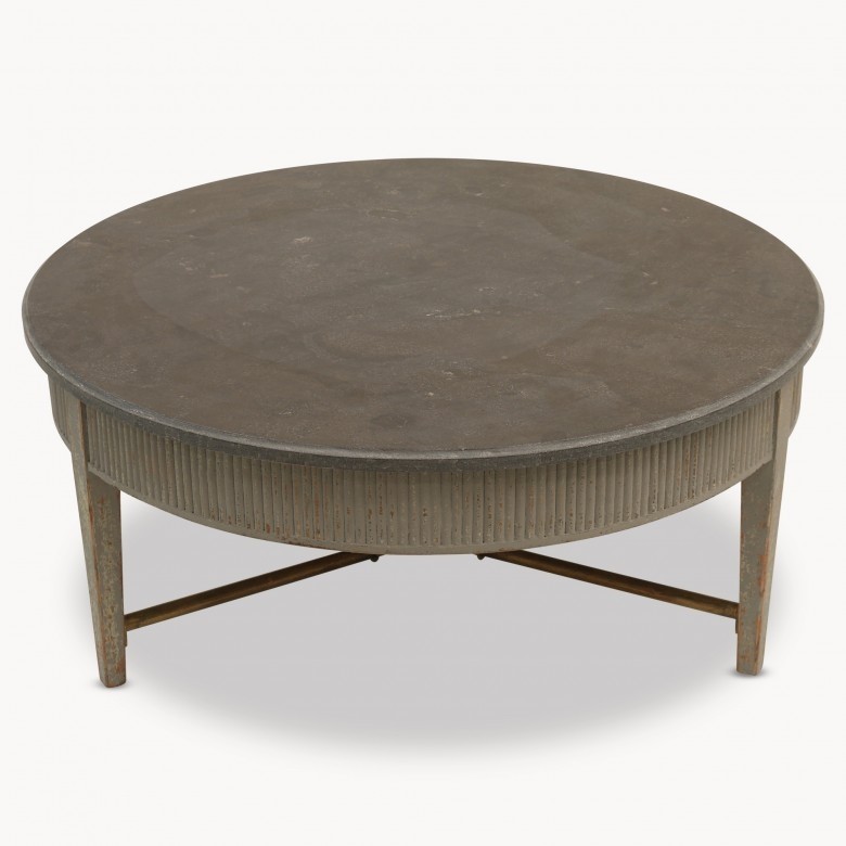 Woodcroft colonial grey round stone top coffee table 1
