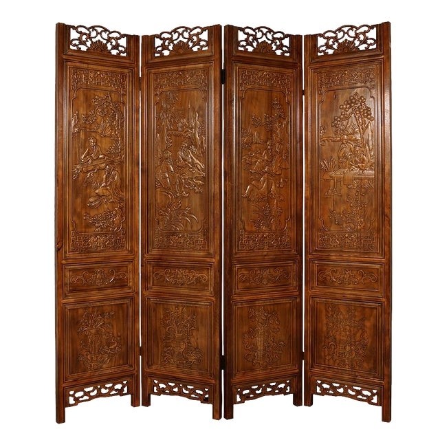 1950s chinese double side hand carved room divider chairish 1