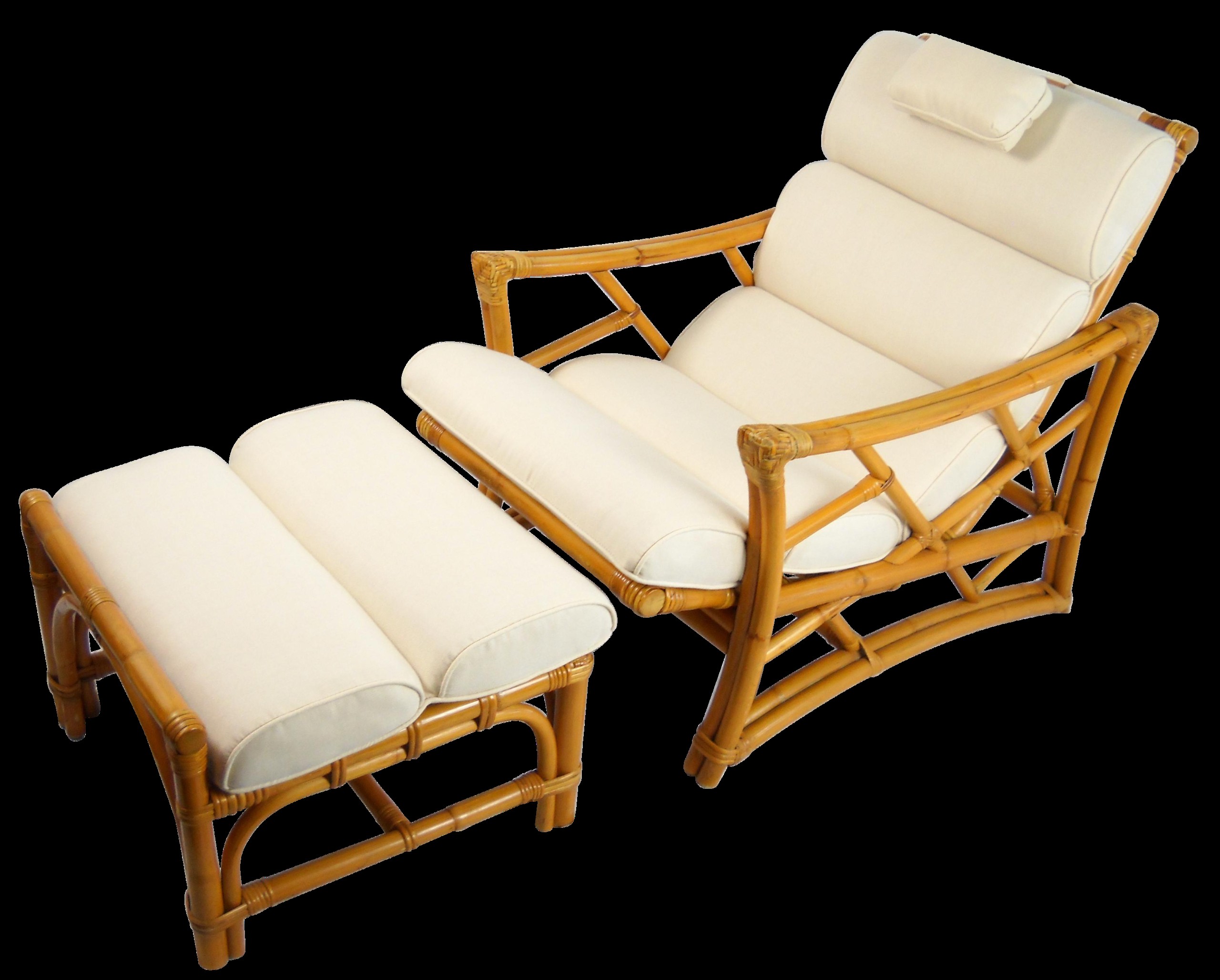 1950s rattan chaise lounge ottoman a pair chairish
