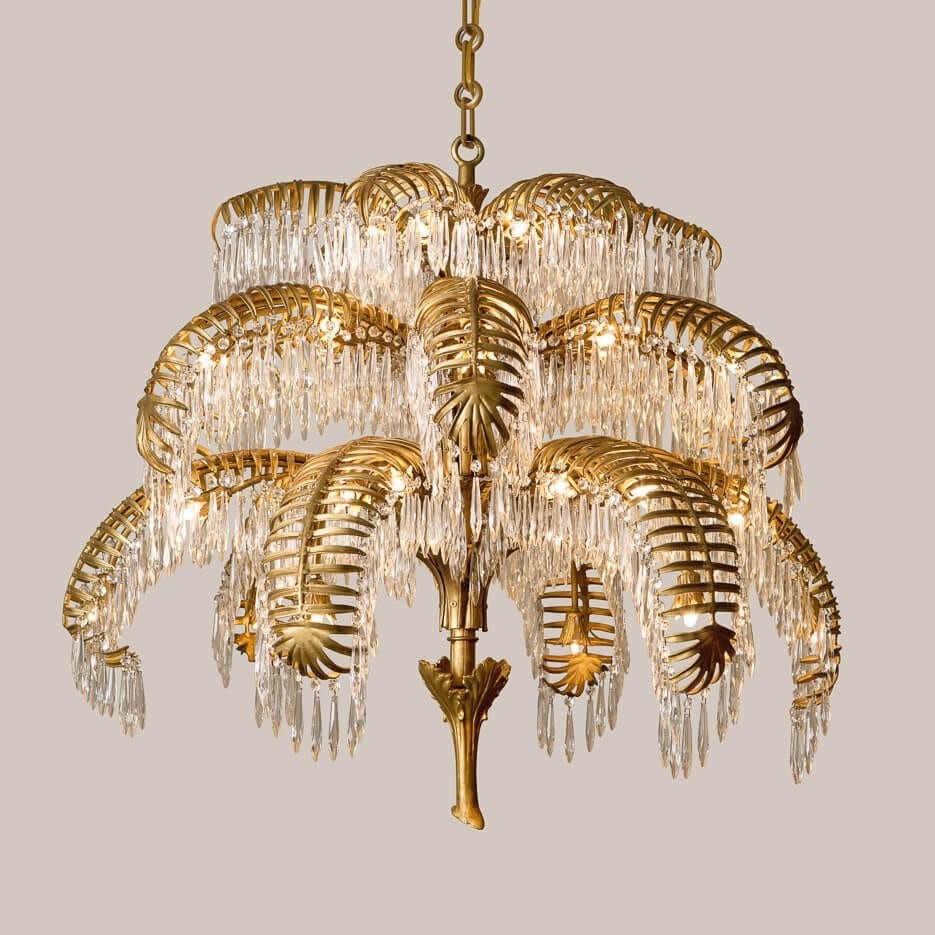 2148 l crystal palm leaf chandelier paul ferrante