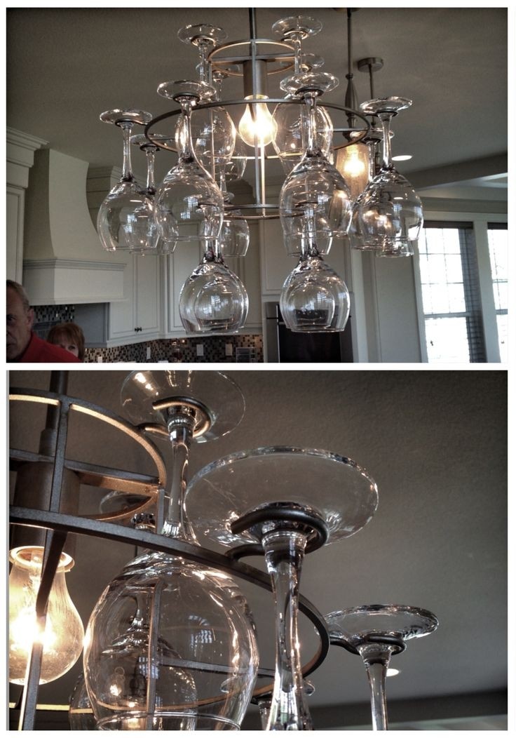 A wine glass chandelier so pretty especially for those