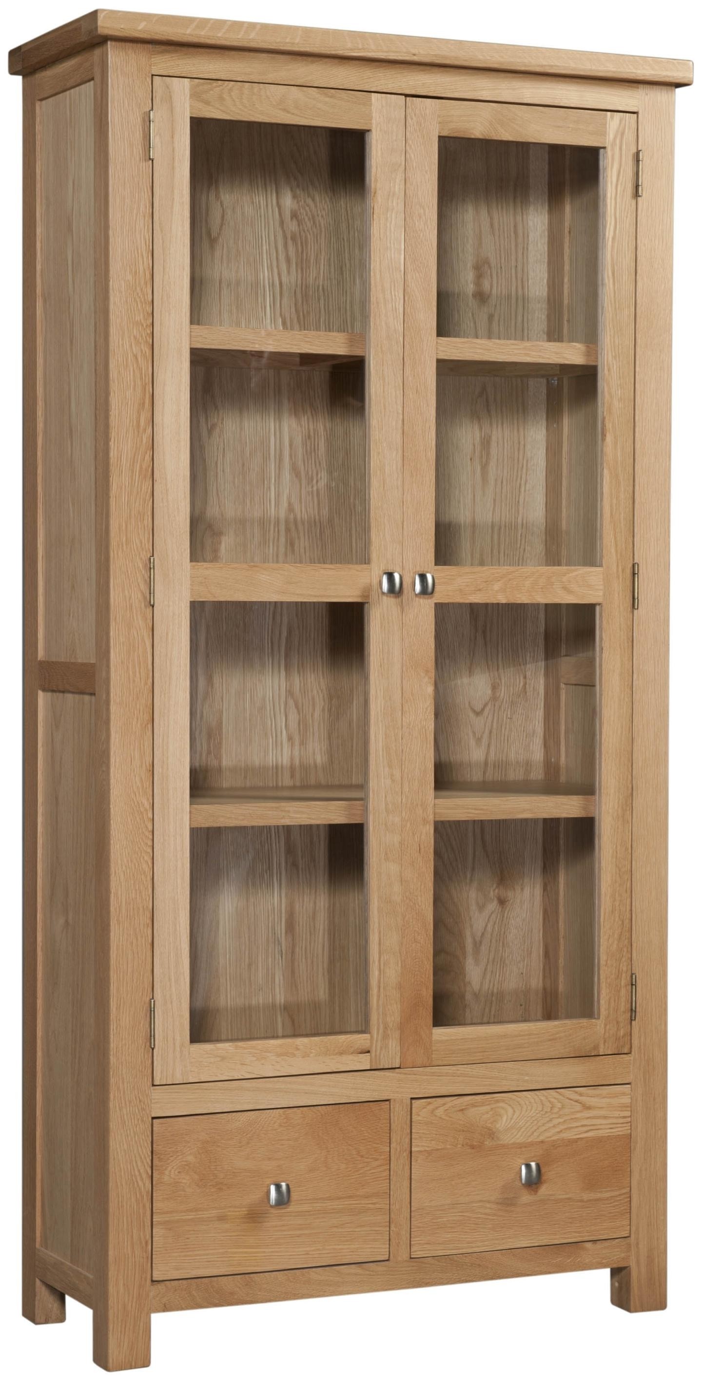 Abbey oak display cabinet with glass doors 1