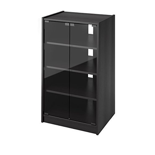 Amazon com 4 shelf multimedia storage cabinet with glass