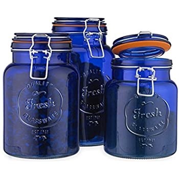 Amazon com airtight blue colored glass canister hermetic