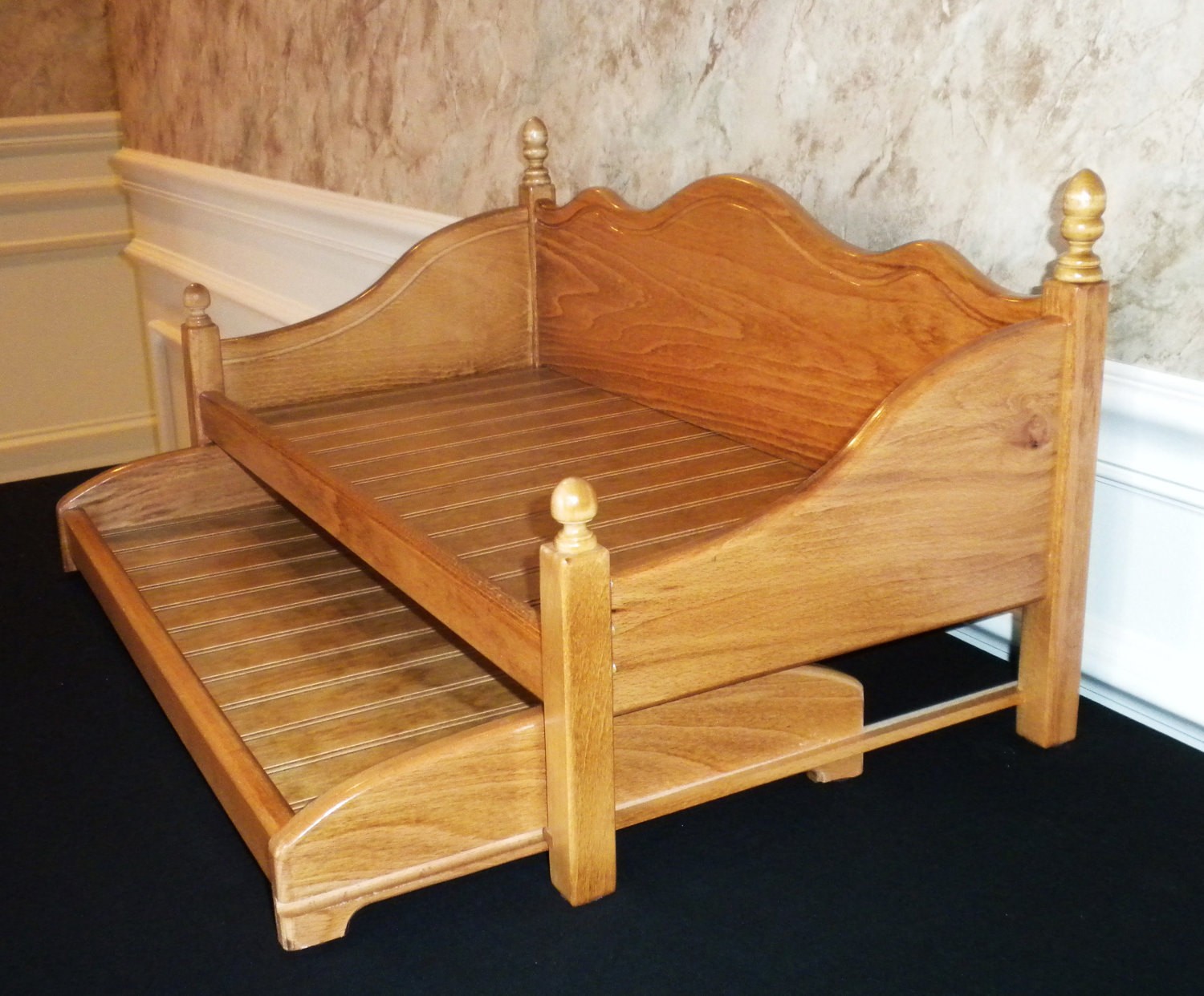 American doll daybed with trundle dark oak stain