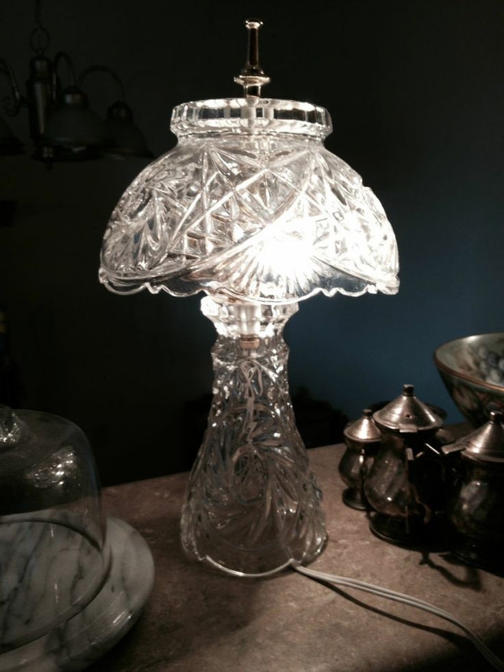 Antique vintage lead crystal lamp