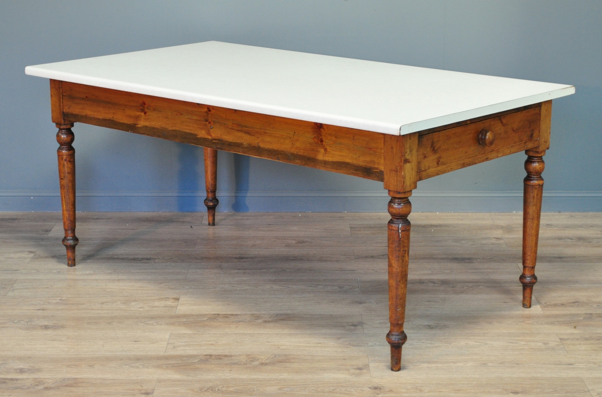 Attractive large antique pine rustic work dining table
