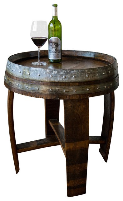 Banded wine barrel side table southwestern side tables