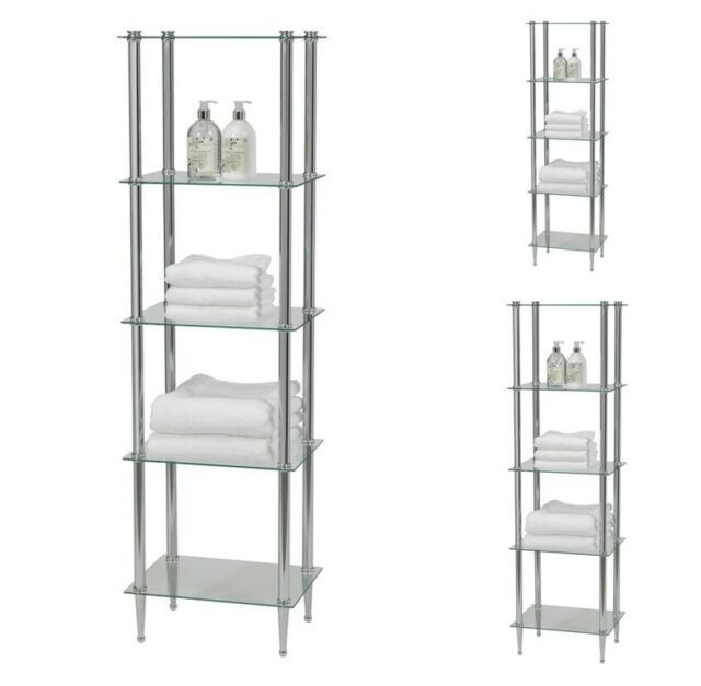 Bathroom storage organizer 5 tier metal free standing