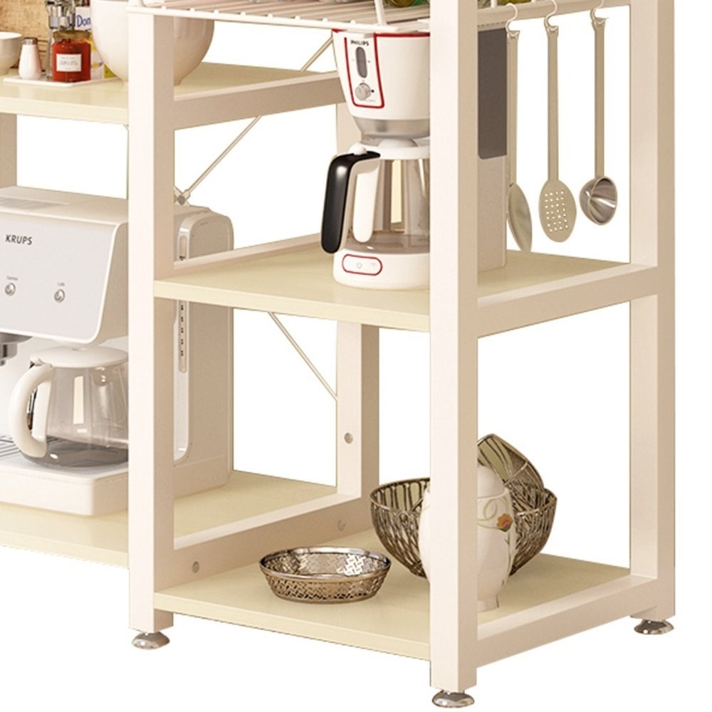 Beige stainless steel kitchen bakers rack utility table