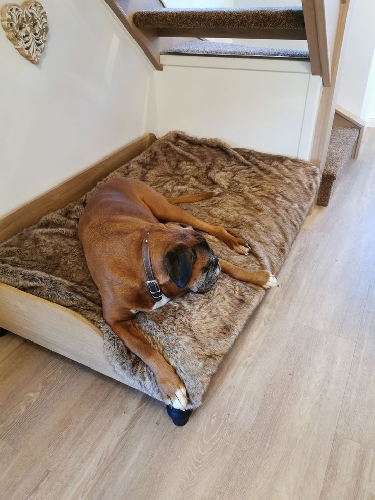 Berkeley wooden dog bed frame in solid english oak fitted