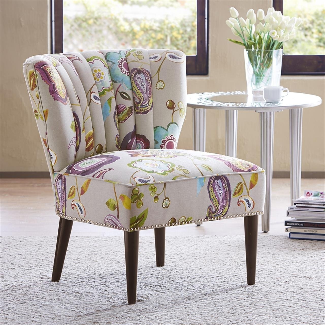 Boho colorful floral accent chair ships only in us top