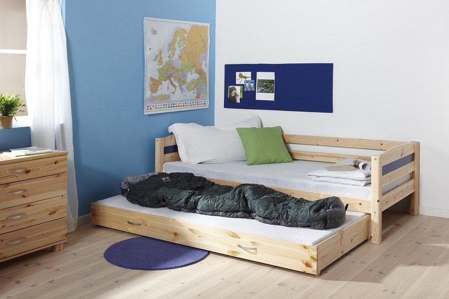 Boys basic trundle bed room design blue interior design