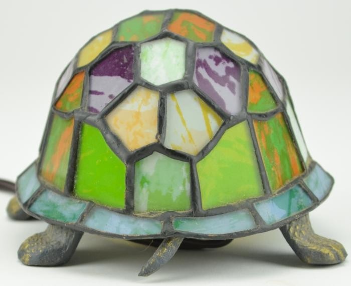 Brass stained glass turtle shell nightlight lamp 2