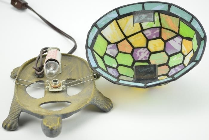 Brass stained glass turtle shell nightlight lamp 5