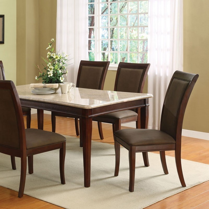 Britney white marble top dining table set