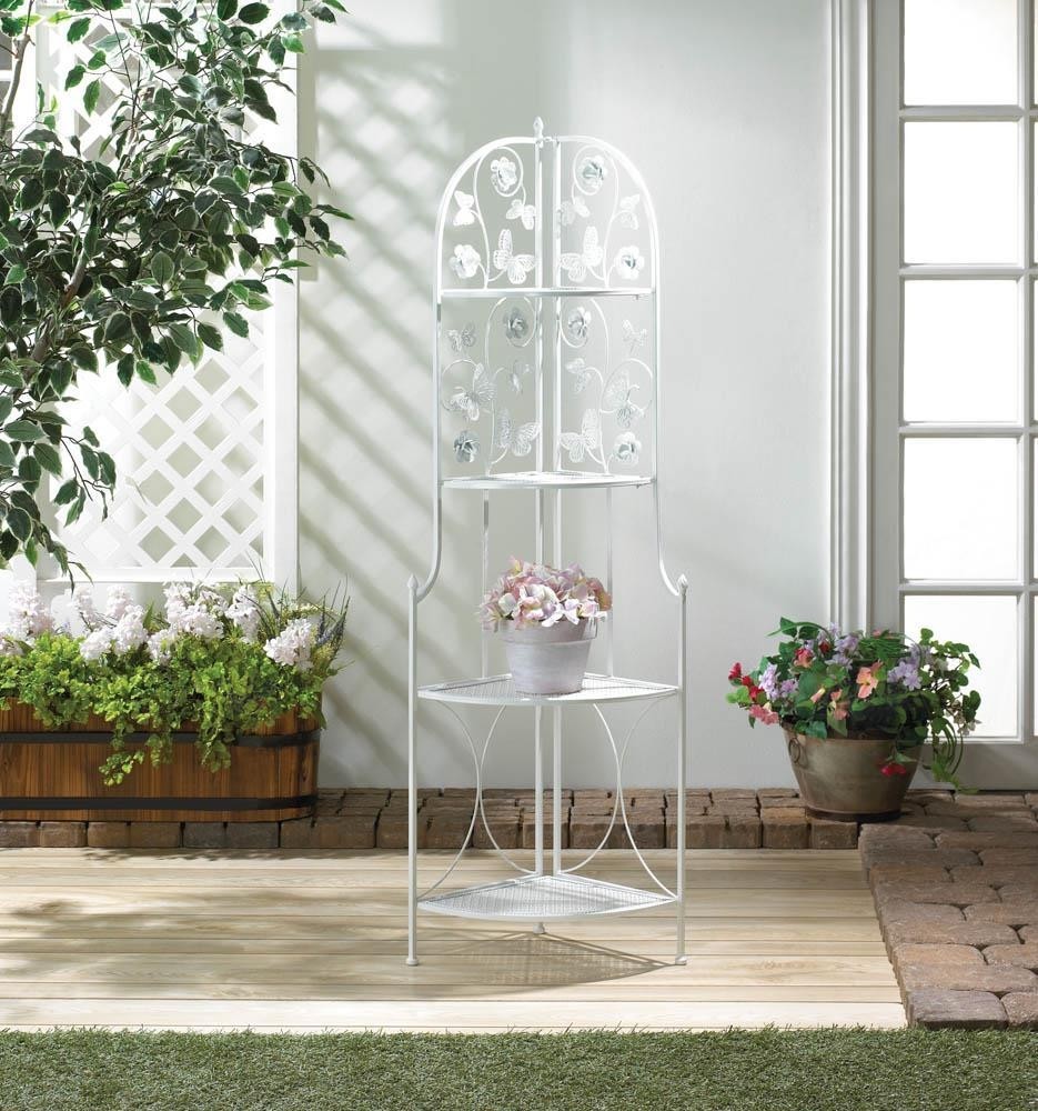 Butterfy white 4 tier corner rack 58 tall plant stand