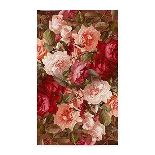 Cafepress floral pink roses 3x5 decorative area rug