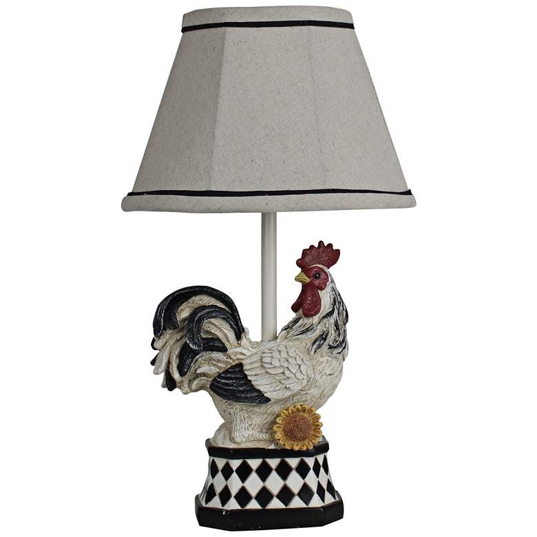 Checkers 14 high black and white rooster accent table