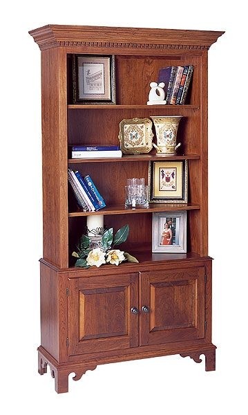 Cherry bookcase with doors by colonial furniture 570 374