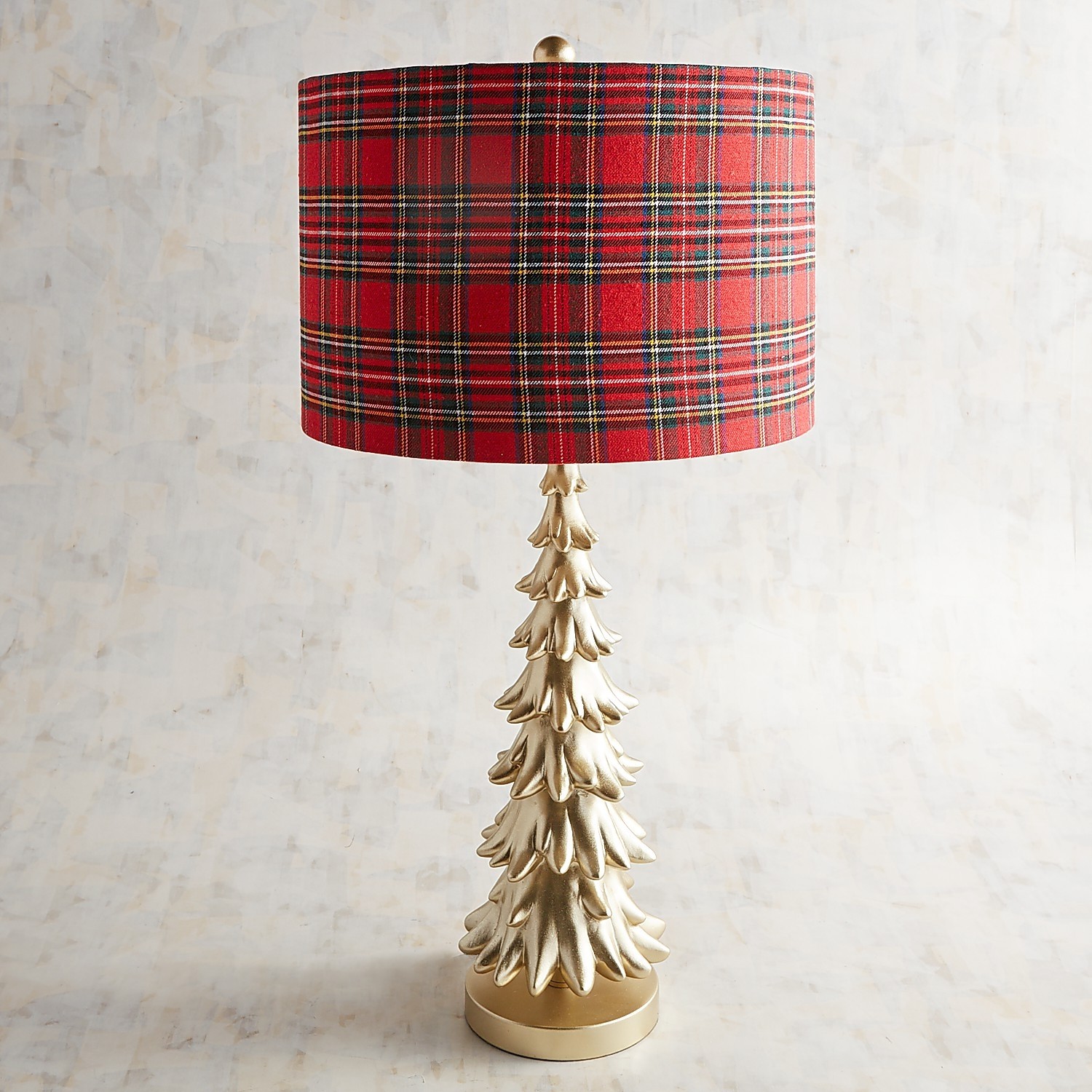 Christmas tree table lamp with plaid shade pier1 imports