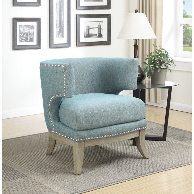 Coaster barrel back upholstered accent chair in blue 902558