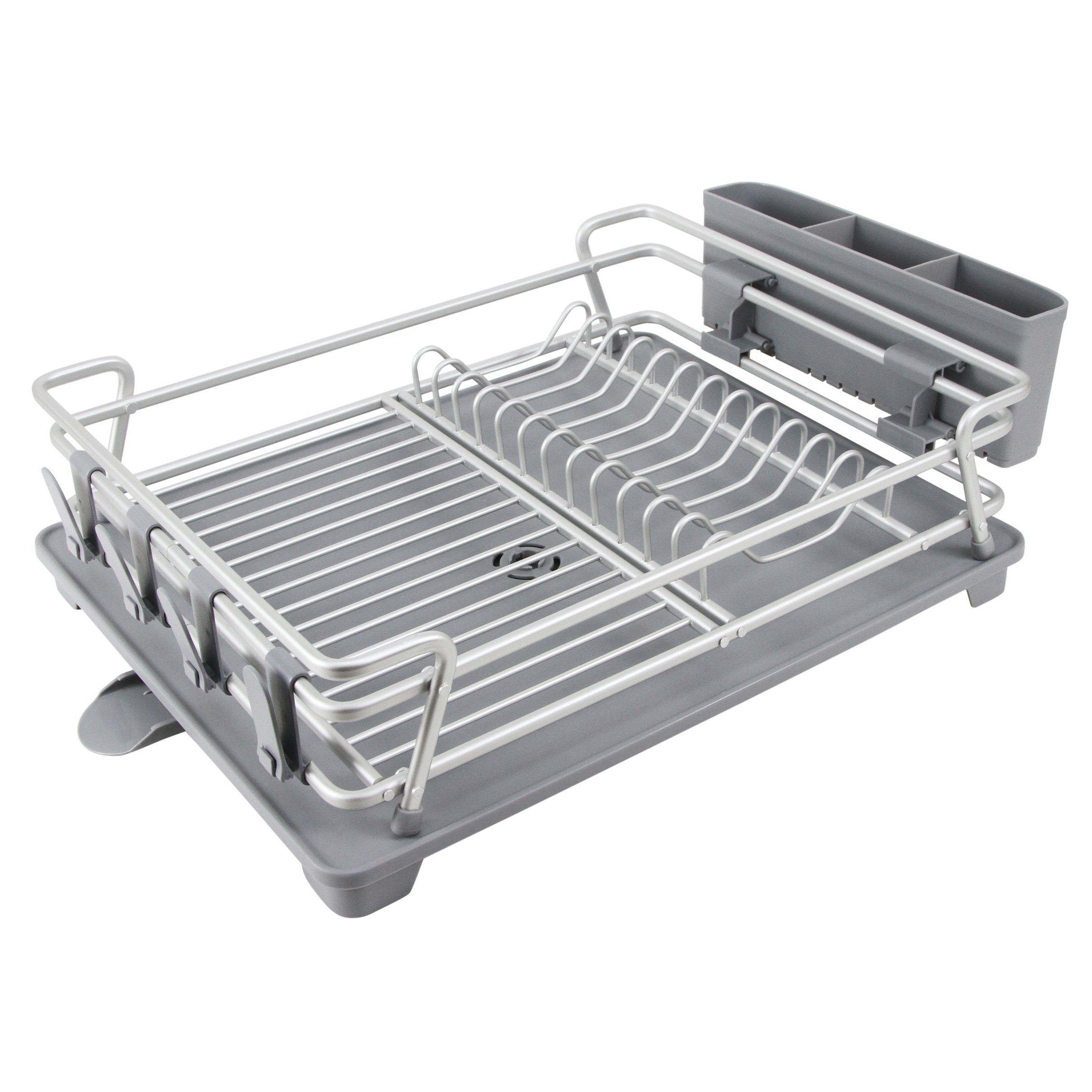 Cozyblock aluminum dish drying rack with utensil