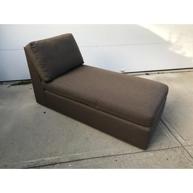 Crate barrel chocolate brown chaise lounge chairish 1
