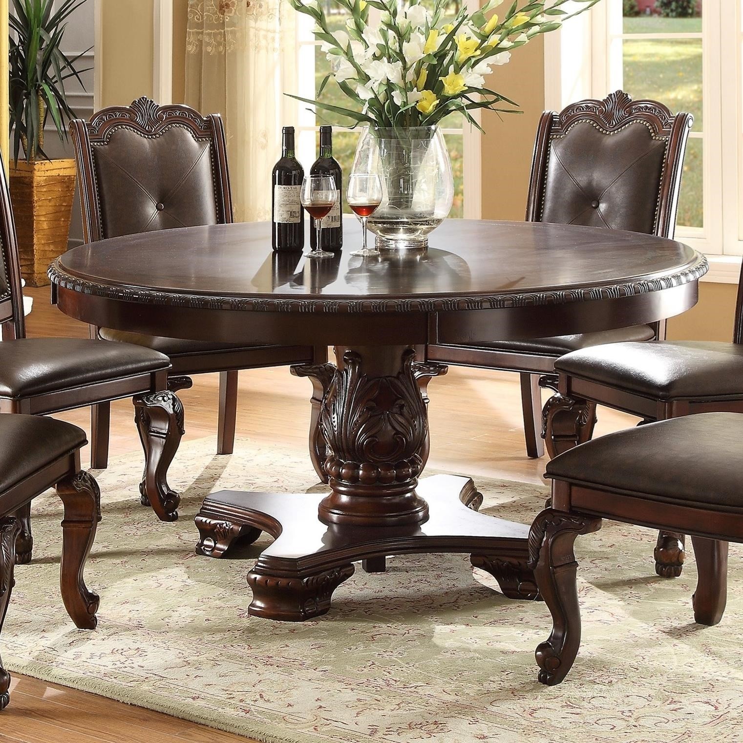 Crown mark kiera traditional round dining table wilcox