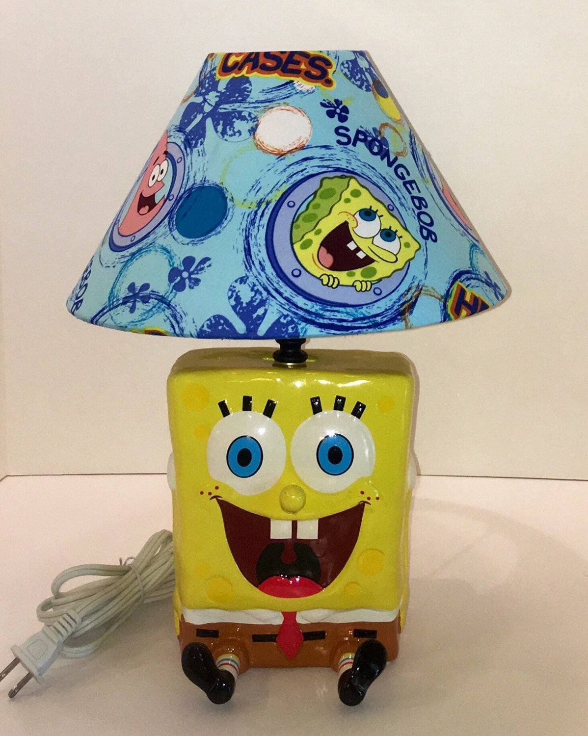 Custom made spongebob square pants lamp with images
