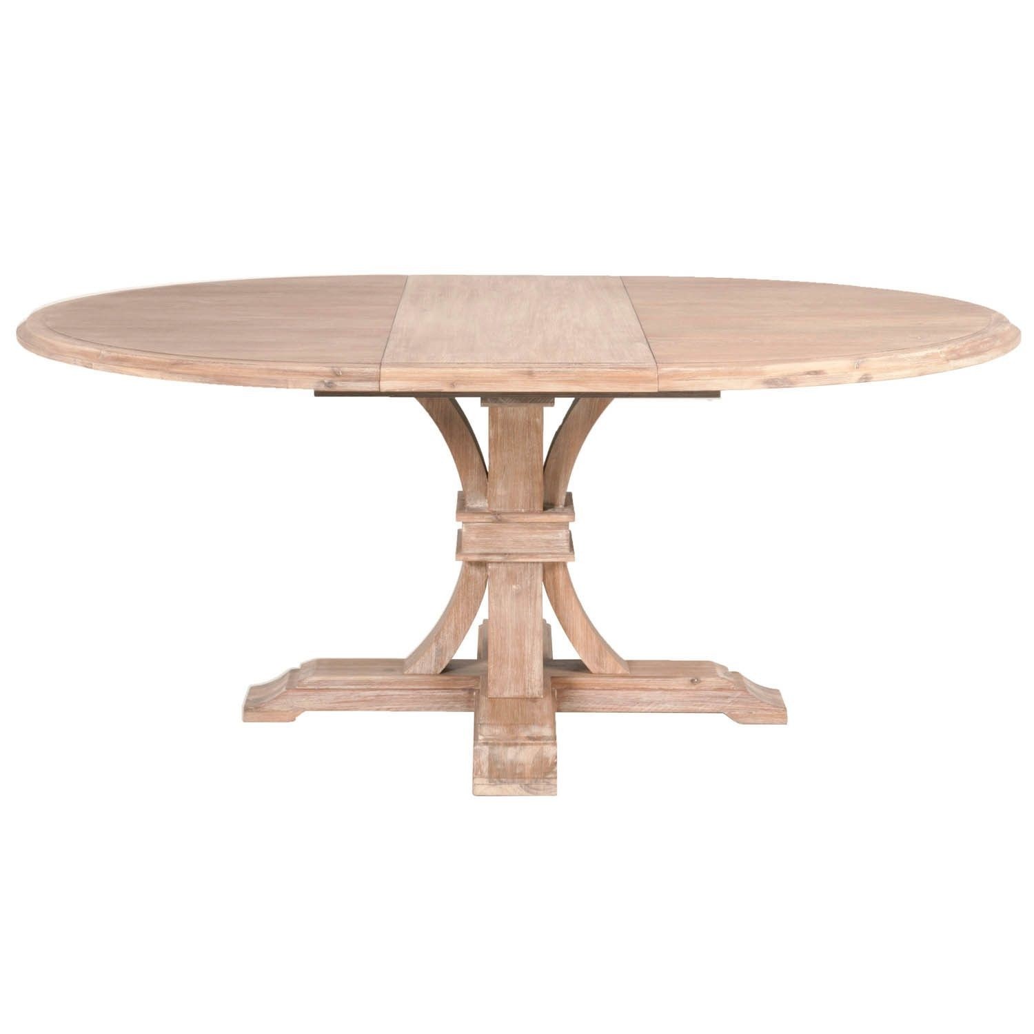 Devon round oval extension dining table stone wash