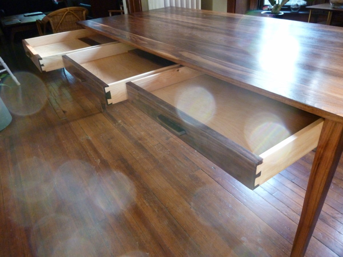 Dining table with two way drawers finewoodworking 1