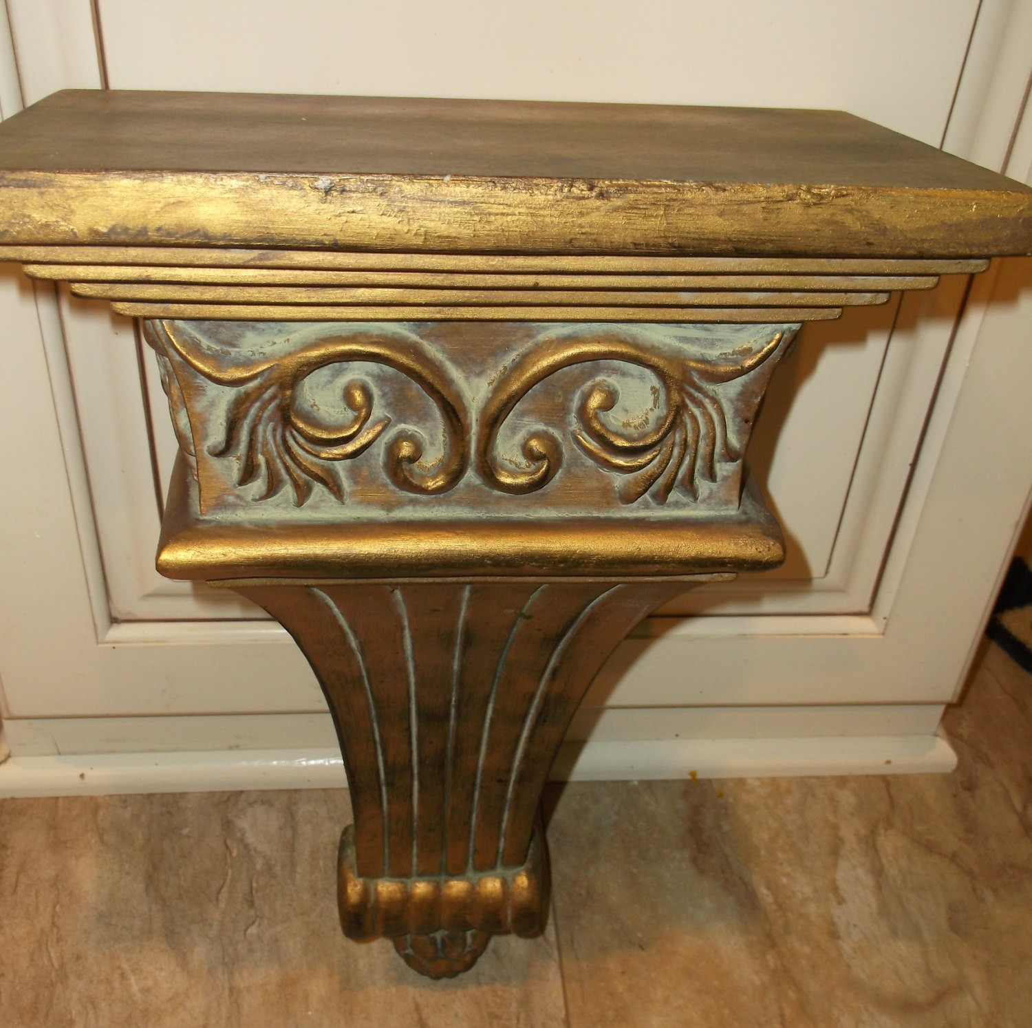 Distressed ornate wall shelf wall corbel by ginnysearlyattic
