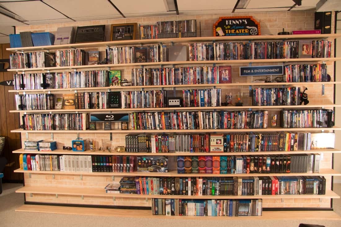 Diy dvd shelves for large collection wall mounted shelves 1